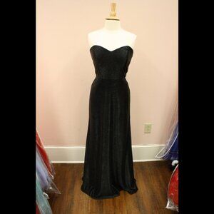 Hayley Paige Occasions 52018 Long Strapless Shimmery Black 12